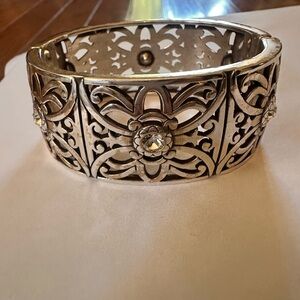 Retired Brighton "Mamounia" silver-tone‎ hinged bangle bracelet